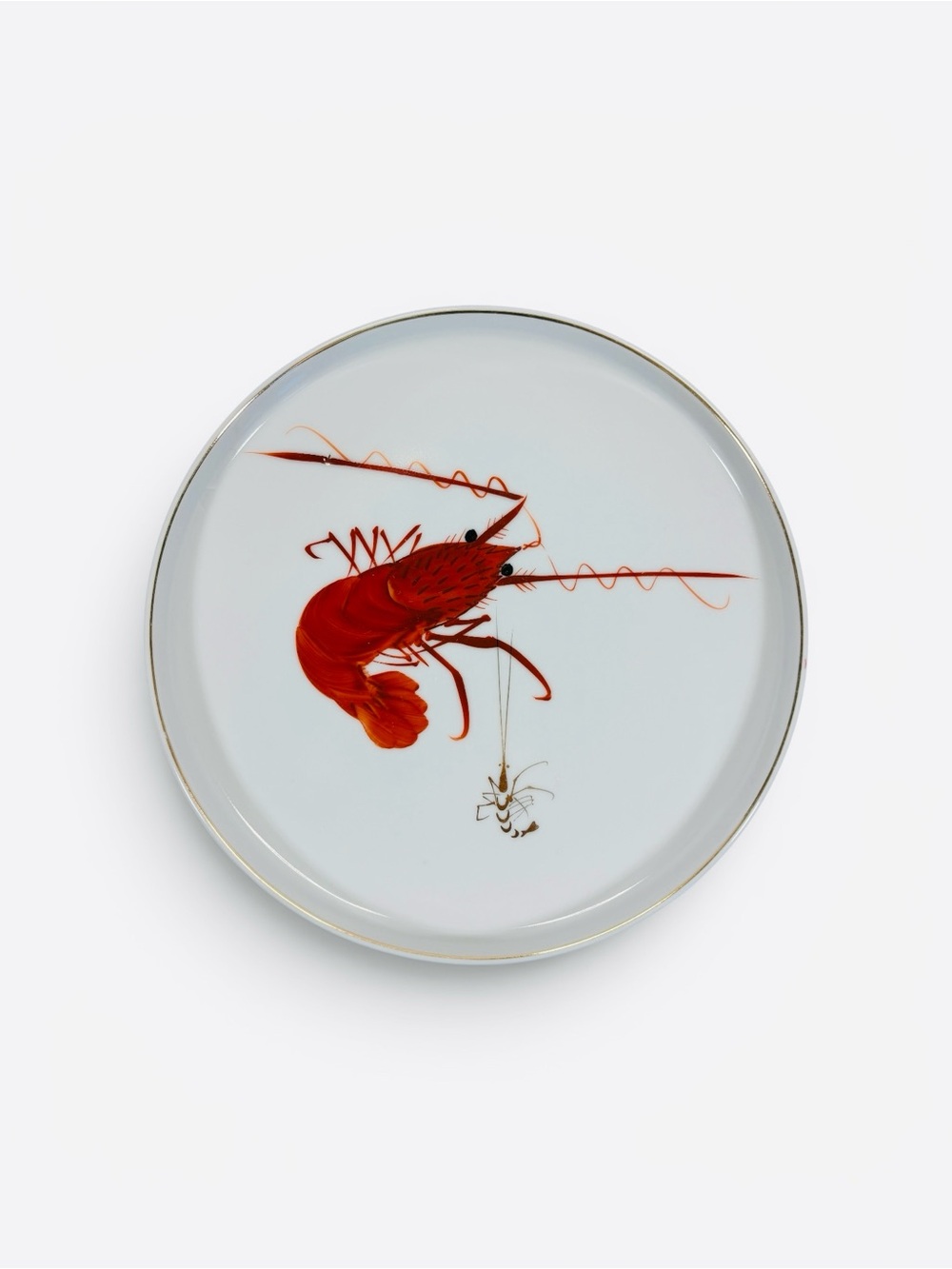 Vintage Hand Painted Shrimp Prawn Lobster Serving Dish Bowl YY Yonemoto Japan